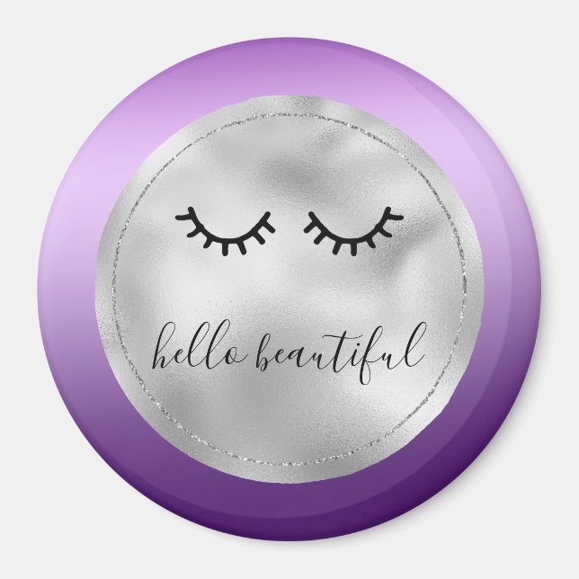 Glam Silver Purple Black Eyelashes Magnet (Front)
