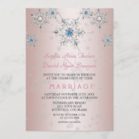 Glam Silver Snowflakes Crystals Blue Pearl Wedding