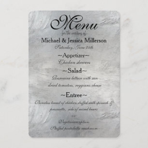 Glam Silver Wedding Menu