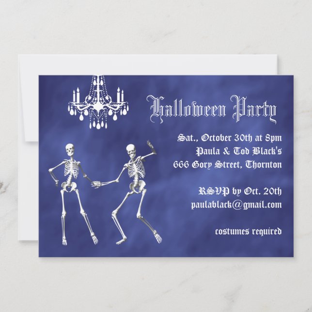 Glam Skeletons on Purple Haze Halloween Invite (Front)