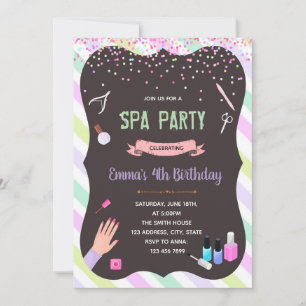 Glam spa birthday party invitation
