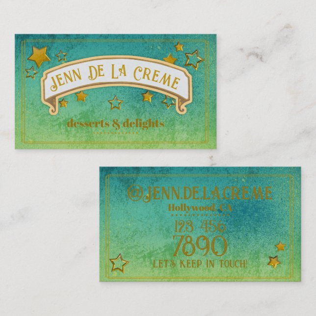 Glam Starry Nights Surf Vintage Business Card (Front/Back)