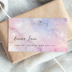 Glam Starry Pastels with Gold Business Card