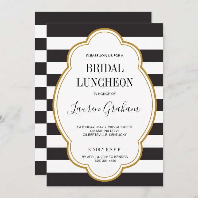 Glam Stripe Bridal Shower Invitation (Front/Back)