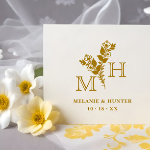 Glam Stylish Botanical Branches & Blooms Wedding Rubber Stamp