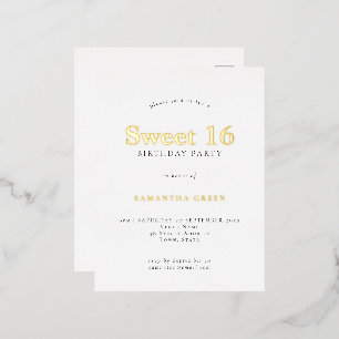 Glam Sweet 16 Birthday Party Glam Real  Foil Invitation Postcard