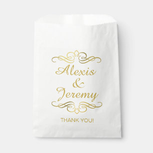 Glam Swirly Flourish Gold Foil Thank You Favour Bags