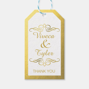 Glam Swirly Flourish Gold Foil Thank You Gift Tags