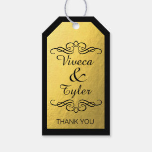 Glam Swirly Flourish Gold Foil Thank You Gift Tags