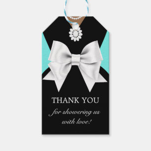 Glam Teal Elegant Ethnic Tiffany Baby Shower Tags