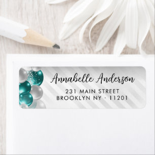 Glam Teal Green Silver Balloon Glitter Birthday