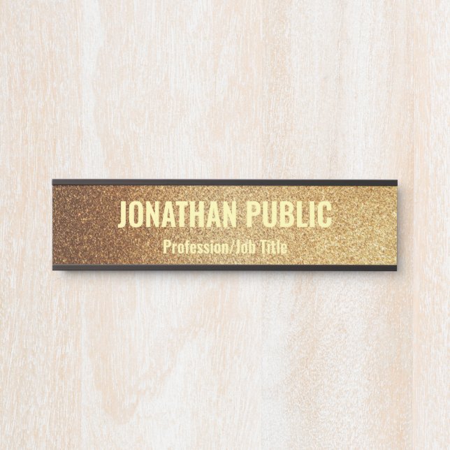 Glam Template Modern Black And Gold Trendy Door Si Sign (Front)