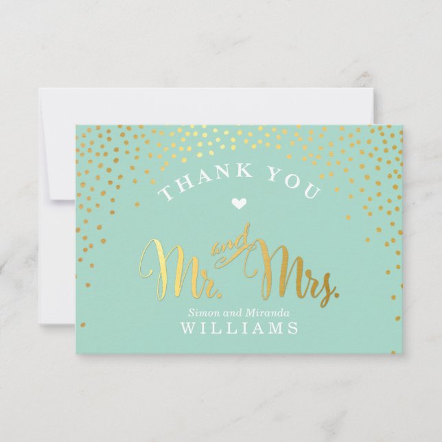 GLAM THANK YOU rustic gold confetti mint white (Front)