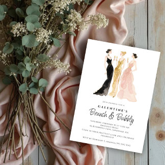 Glam Three Elegant Women Galentine's Day Party Invitation