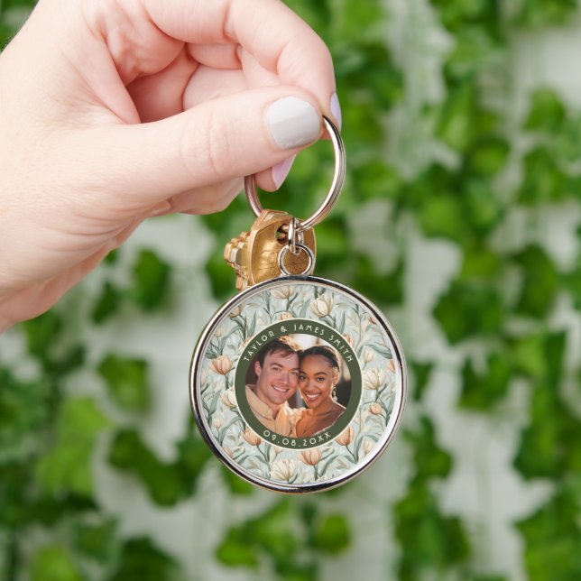 Glam Tulip Sparkle Barn Wedding Key Ring (Hand)