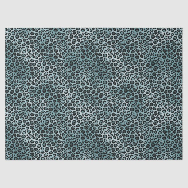 Glam Turquoise Teal Blue Leopard Print Tissue Paper (Front)