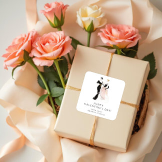 Glam Two Pretty Elegant Ladies Galentine's Day Square Sticker