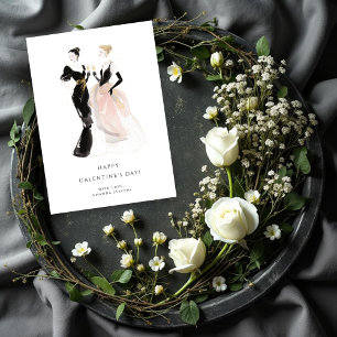Glam Two Pretty Elegant Women Galentine's Day Card