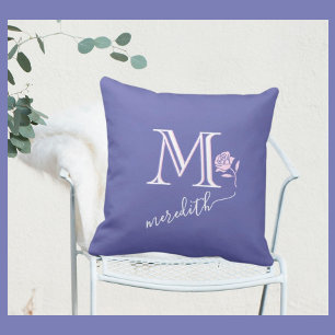 Glam Veri Peri Custom Monogram Name Rose     Cushion