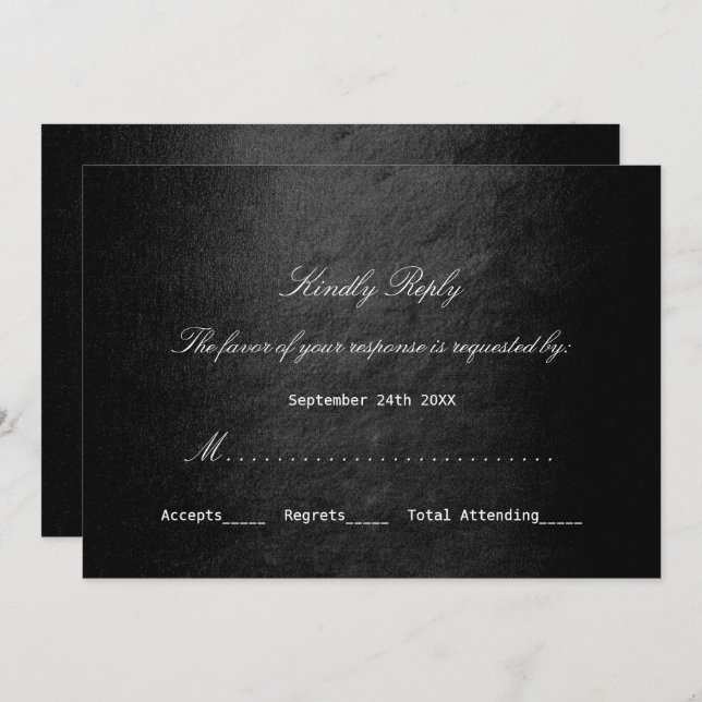 Glam Vip Black Personalised RSVP Minimalism Invitation (Front/Back)