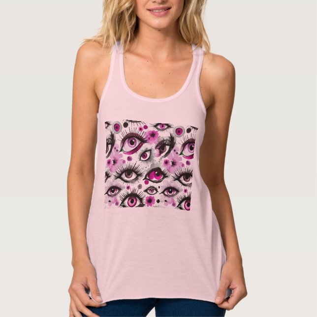Glam Watercolor Eyes and Long Lashes Singlet (Front)