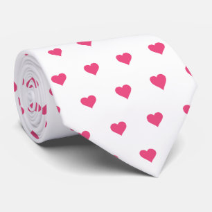 Glam White and Pink Hearts Neck Tie