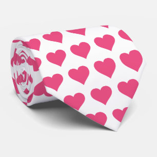 Glam White and Pink Hearts Neck Tie