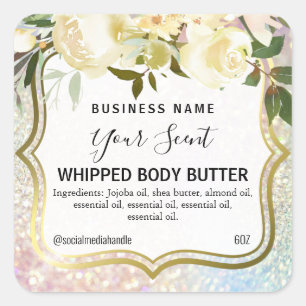 Glam White Flowers Body Butter Labels