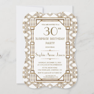 Glam White Gold Great Gatsby Birthday Party Invitation