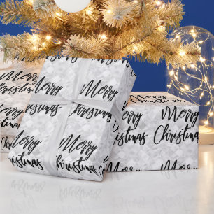 Glam White Mirror Tile Merry Christmas Script Wrapping Paper