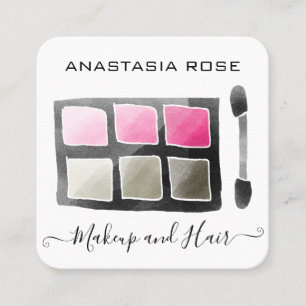 Glam White & Pink Eyeshadow Palette Makeup Artist Square Business Card