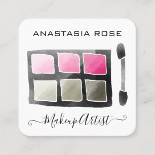 Glam White & Pink Eyeshadow Palette Makeup Artist Square Business Card