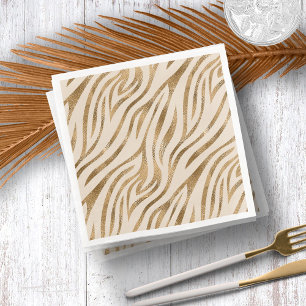 Glam Zebra Stripes Pattern Safari Gold ID1151 Napkin