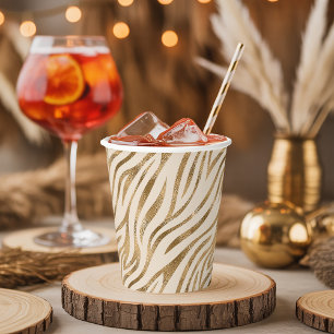 Glam Zebra Stripes Pattern Safari Gold ID1151 Paper Cups