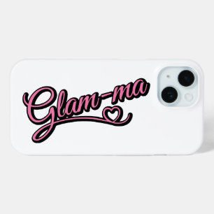 Glamma black/pink on white iPhone 15 case