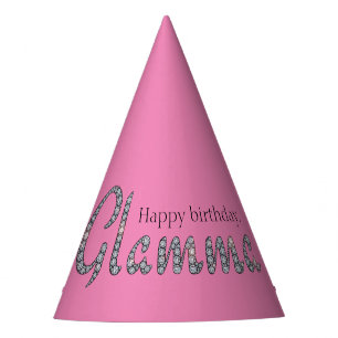 Glamma bling custom background colour party hat
