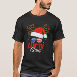 Glamma Claus Reindeer Santa Messy Bun Christmas Fa T-Shirt