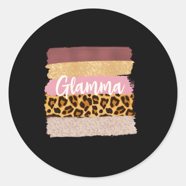 Glamma Glam Ma Nana Leopard Classic Round Sticker (Front)