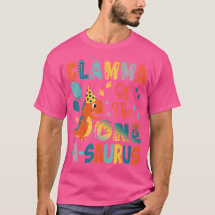 Glamma Of The One-A-Saurus 2Nd Birthday Dinosaur P T-Shirt
