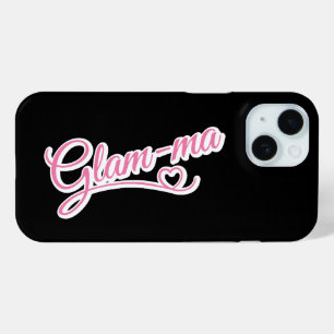 Glamma white/pink on black iPhone 15 case