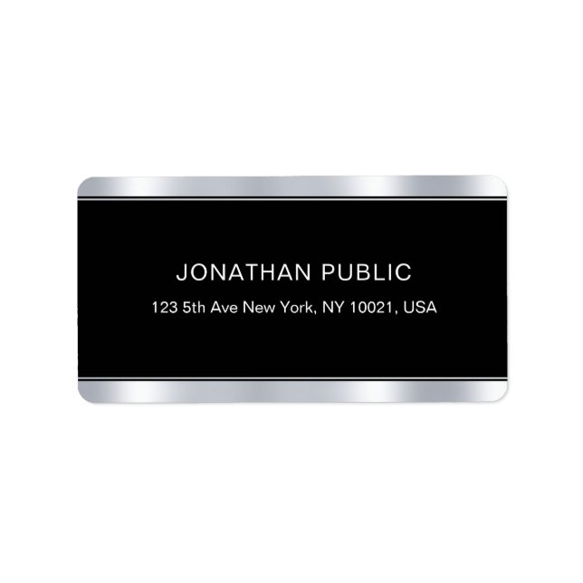 Glamor Black Silver Template Elegant Professional Label (Front)