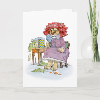 Glamor Wig Lioness Happy Birthday Card