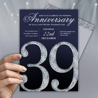 Glamorous 39th Wedding Anniversary Party Invitation