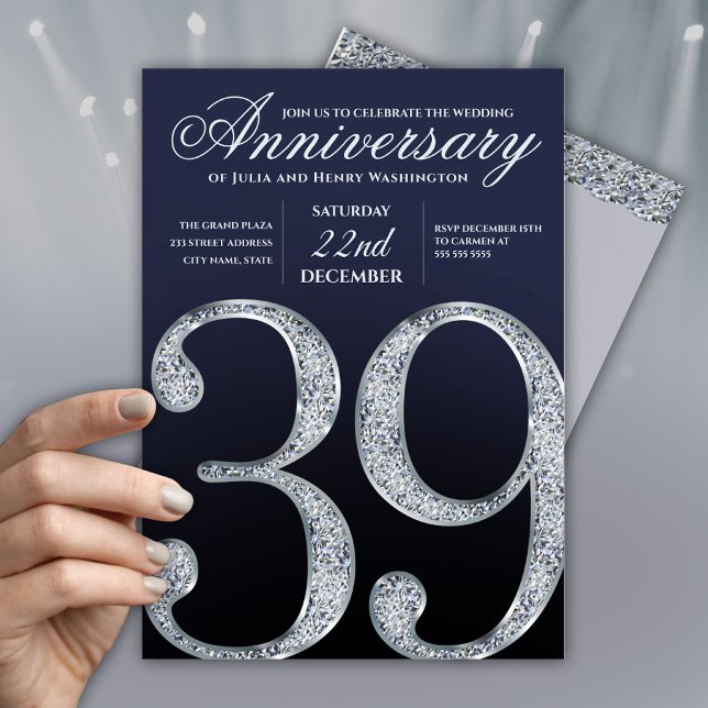 Glamorous 39th Wedding Anniversary Party  Invitation (Creator Uploaded)
