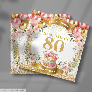 Glamorous 80th Birthday Guest Book Glitter Sparkle