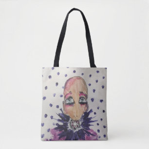 Glamorous baby in violet tote bag