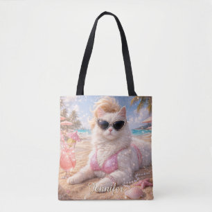 Glamorous Beach Cat with Sunglasses  Tote Bag