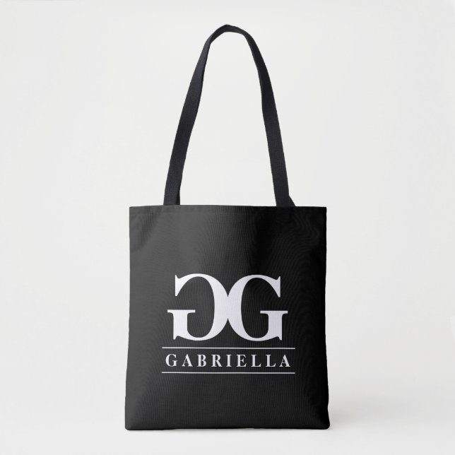 Glamorous black and white double monogram tote bag (Front)