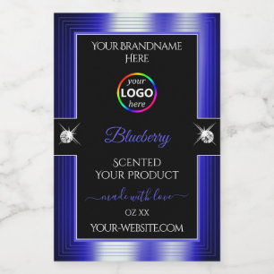 Glamorous Black Shiny Blue with Logo Product Label