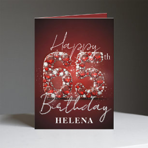 Glamorous Burgundy Red Jewel Bling 65th Birthday Card